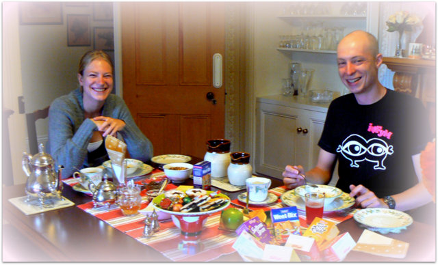 Happy at the breakfast table